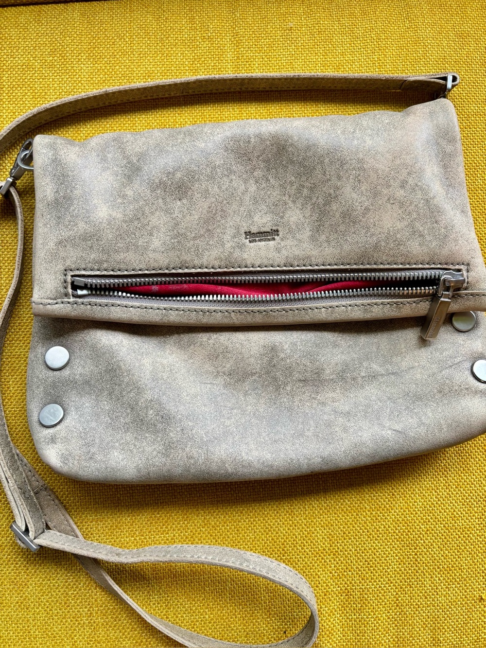 Hammitt VIP Small Crossbody Bag in Taupe with Red Trim